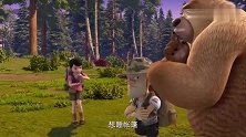 熊出没：熊二也想学人住帐篷，只是他个头太大，哪能住得下！
