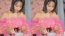 锁骨杀！宋茜韩国返程后复工穿粉色露肩上衣少女感up