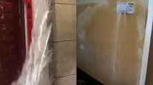 广东梅州一小区高压水管突然爆裂：自来水从墙缝、插座中喷涌而出