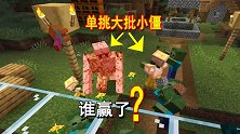 我的世界联机23：村民被围攻，铁傀儡单挑大批小僵