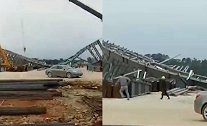 广西北海一施工现场钢构掉落 致1死1伤