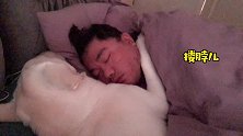 这是我见过最搞笑睡姿！男生却说狗像搂儿子一样，有谁知道他这是这么了吗？
