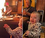 美国八个月大婴儿被餐厅厨师表演的巨大火焰惊呆了