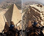 滑翔伞飞行员拍下自己近距离掠过金字塔顶端的惊险画面