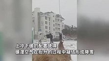 山东烟台再次开启雪窝模式！网友称雪是横着下的：特别像“流浪地球”