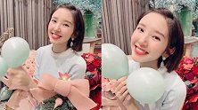 唐艺昕婚后首个生日，老公视角笑容甜美，肚子微隆腰部显厚实