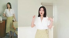 女人就要漂漂亮亮，出门穿这短袖衬衫配波点半裙，清爽衬肤美绝了