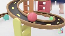 颜色小球滑道，早教动画