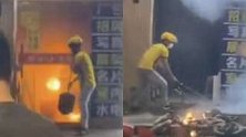 广东广州：商铺突发火灾！危急时刻，外卖小哥抡着石头来了