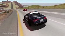 BeamNG：发奋的司机vs警察，警车开足马力追逐超速的轿车