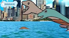 诱捕鲨鱼蛇龙苍龙和海豚 海洋动漫