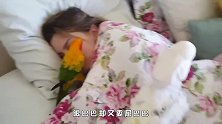 女主人搂着鹦鹉睡懒觉，同伴见状当时不乐意了，反应太可爱！