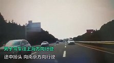 男子驾车高速路上调头逆行，同车女子吓得尖叫：你是不是有病啊！
