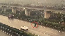 高速遇拦路轮胎 快递小哥雨中热心排险 交警：非常感谢但不提倡