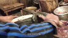 小伙切长条鱼，不刮鳞，直接切鱼皮，一刀刀利落得像切果皮！