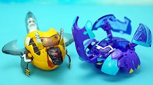 爆兽猎人玩具拆装：水晶独角仙VS爆铠甲龙