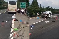 沪渝高速宣广段大客车与面包车相撞 致2死5伤