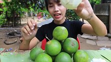 这种水果应该叫甜柑，这么青都可以吃！