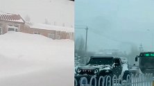 内蒙古通辽现特大暴雪：院落积雪成丘，越野车拉公交缓行