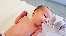 出生第8天的小宝宝，医生给根手指就乖乖配合检查，太可爱了