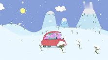 小猪佩奇：佩奇一家心真大，想开车汽车去雪山顶，你咋不上天呢