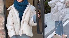 超流行羽绒服+高腰裤裙高级显气质、超漂亮！