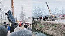 黑色轿车落水后被打捞出：河南一新上任乡镇党委书记身亡