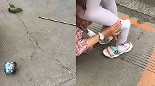 小区高空抛物现铁罐铁棒 砸中轿车和过路女孩