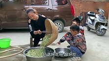 媳妇摘了一筐子槐花，地锅一蒸料汁一拌，一人一碗那叫一个美味