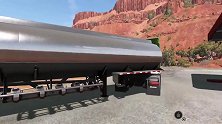 车祸模拟器：45吨油罐车开足马力在柏油路上测试悬挂性能