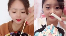 美女直播吃葡萄果冻、彩色柱子棉花糖，口味任意选，我向往的生活