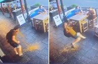 澳大利亚一男子离开酒吧时呕吐在地 下一秒被呕吐物滑倒