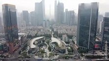 航拍广州天河商圈，休闲购物、健身的天堂
