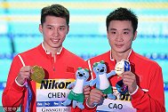 夺金时刻回顾！世锦赛男子10米台 陈艾森/曹缘强势摘金