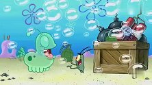 海绵宝宝：海绵宝宝将眼珠当球扔，直接砸在凯伦身上，看着都眼疼
