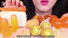 亮眼的橘色创意甜点，果冻、软糖等，柔软的口感令人陶醉