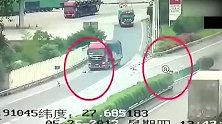 大货车司机发现不对劲狂踩刹车，监控拍下这惨绝人寰的瞬间
