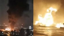 抚顺石化公司石油三厂遭落地雷起火消防紧急救援 未造成人员伤亡