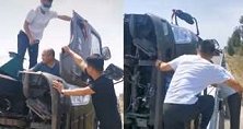 内蒙古：“爆胎了”高速路遇翻车事故，他们教科书式救援