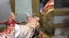 看牛人是如何车削一个超大木球,这技术真棒