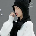 韩版百搭围巾一体秋冬季骑车帽护耳保暖针织帽