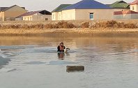 乌兹别克斯坦：一工人跳下冰河救被困浮冰上的小狗