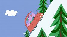 小猪佩奇：滑雪升降梯真好玩，猪爸爸害怕到嘴抖，还说好玩！