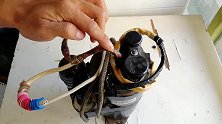 师傅用空调压缩机改装一个打压和抽真空一体泵，维修又快又方便
