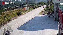 5名骑手接连撞上同1辆货车 知情人：货车疑似失控！