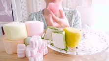 小姐姐吃巧克力脆皮棉花糖和棉花软糖，看颜色就感觉超级美丽呀