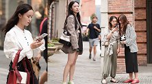 武汉美女街拍，被穿格纹西装的小姐姐种草了这件外套，好好看啊！