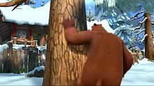 熊二小声道：嘘，不要惊动了光头强，然后两只熊就相互嘘了起来