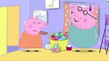 小猪佩奇：猪爸爸做的书架，居然是斜的，佩奇拿滑滑梯玩！