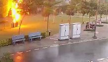 印度：四名男子树下躲雨被闪电击中瞬间倒地，致严重烧伤